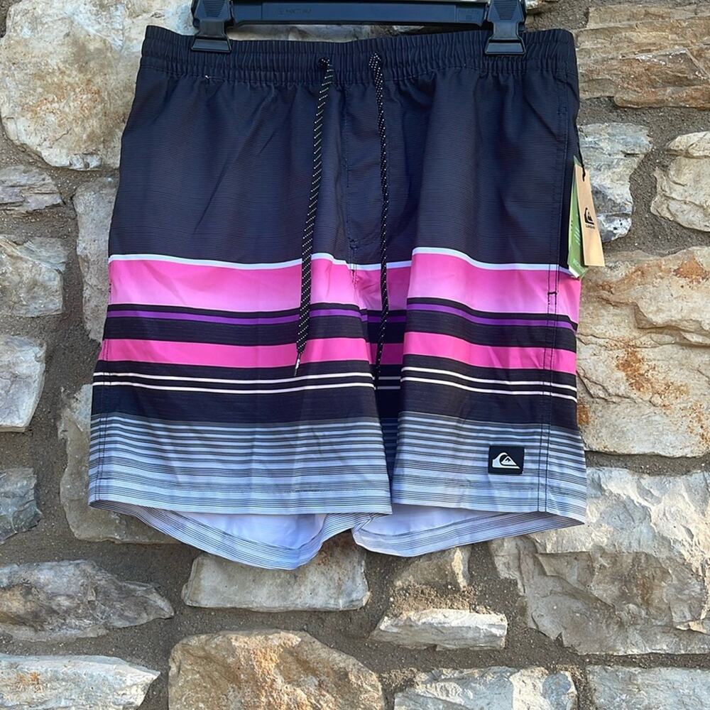 Quiksilver pink & black swim trunks size medium (31) NEW - Picture 8 of 10